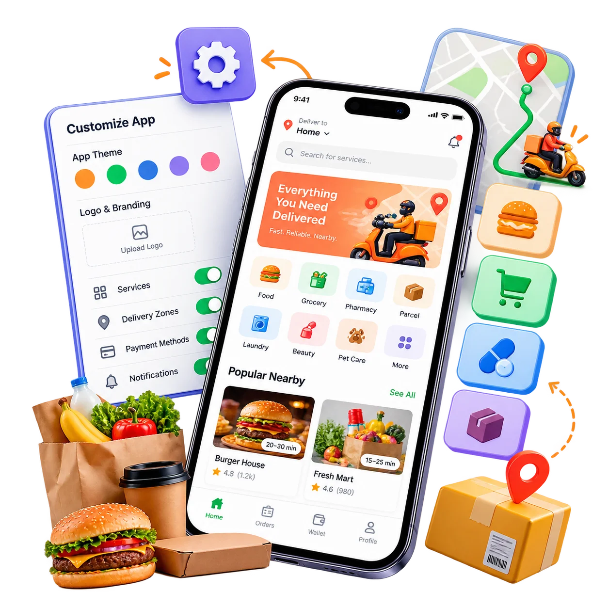On-Demand Delivery App Customisation Scene